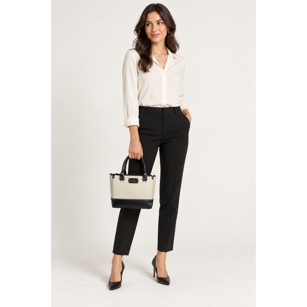 Kate Spade Berkeley Lane Small Quinn Leather Satchel Black Cream NWOT